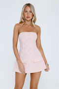 Rose Glow Strapless Mini Dress Pink