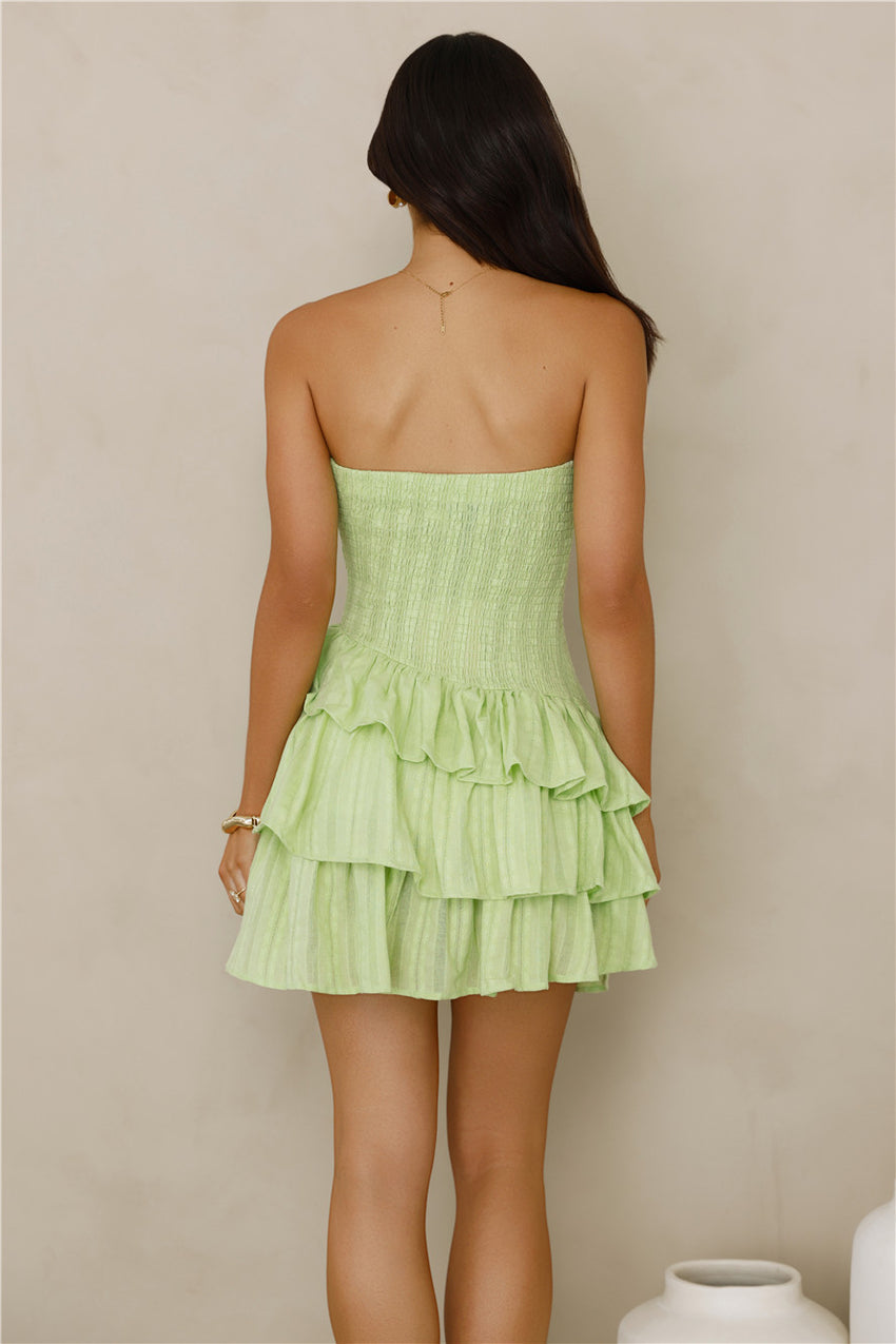 Run This Night Strapless Mini Dress Lime