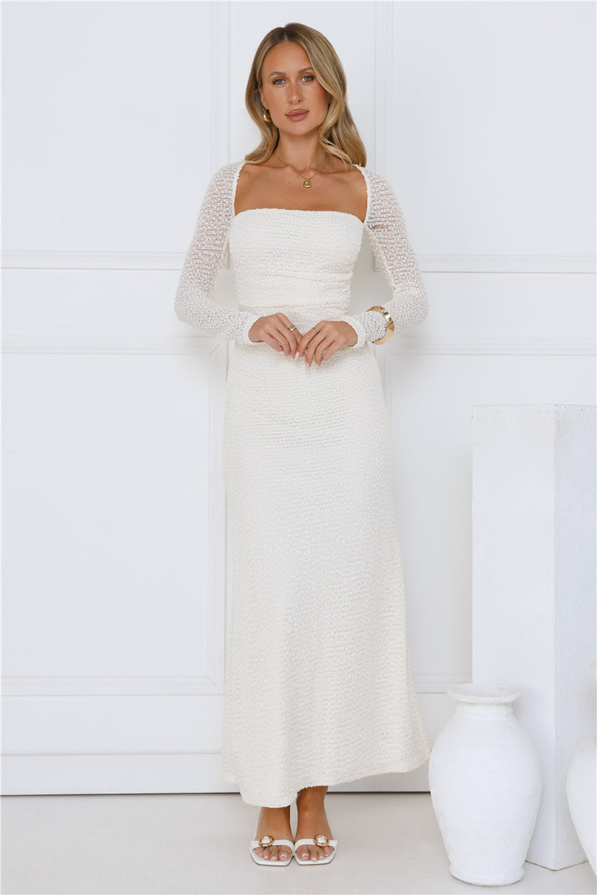 Hot Girl Habits Long Sleeve Maxi Dress Beige