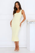 Easy Does It Knit Midi Dress Yellow