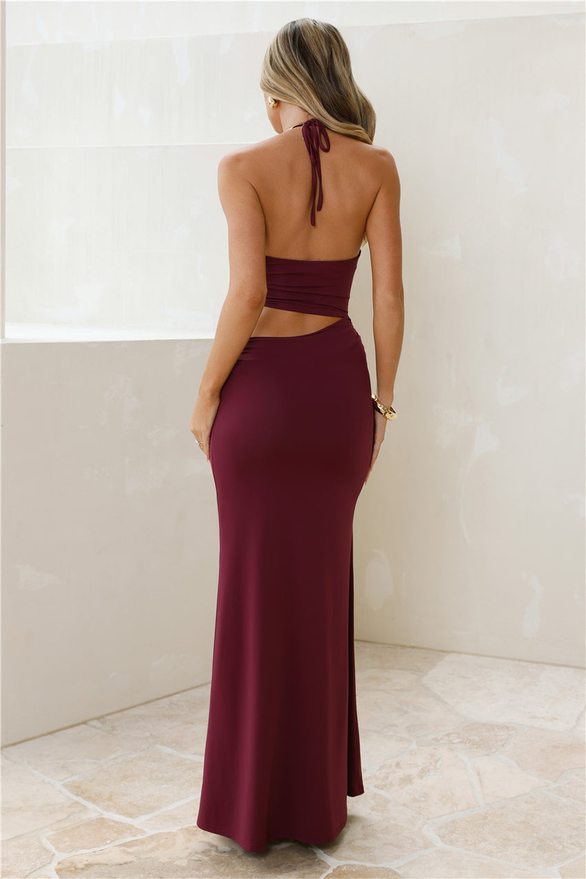 Lumia Halter Maxi Dress Plum