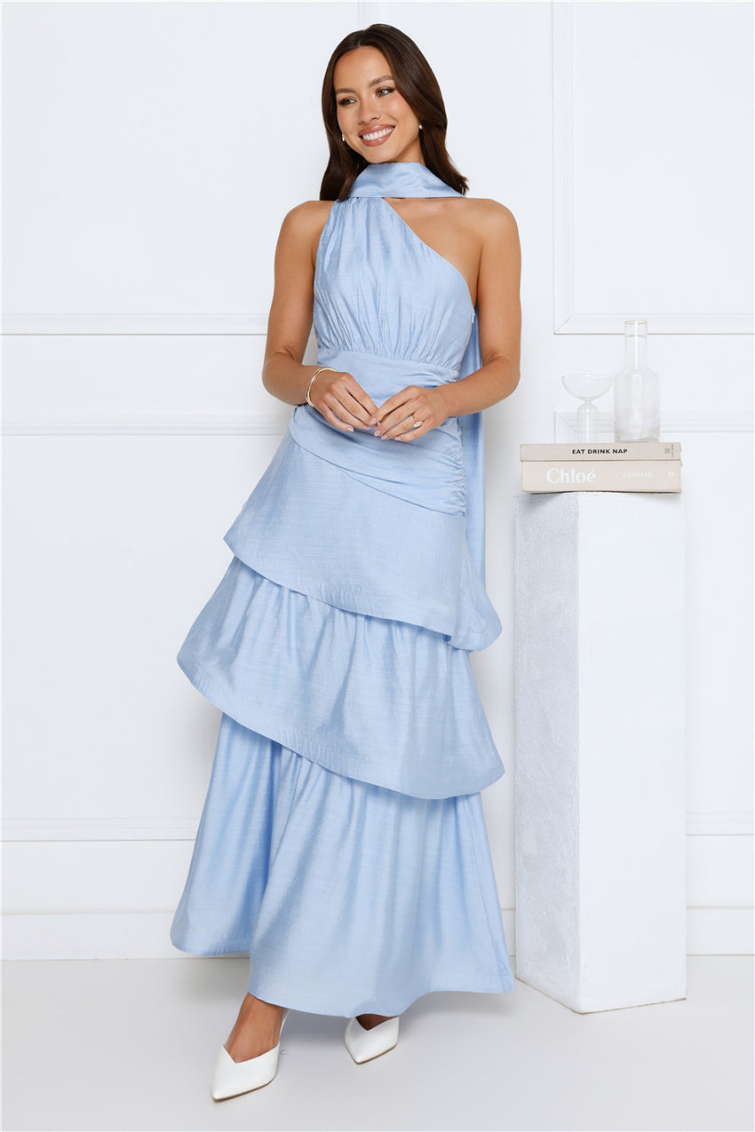 Cara One Shoulder Maxi Dress Blue