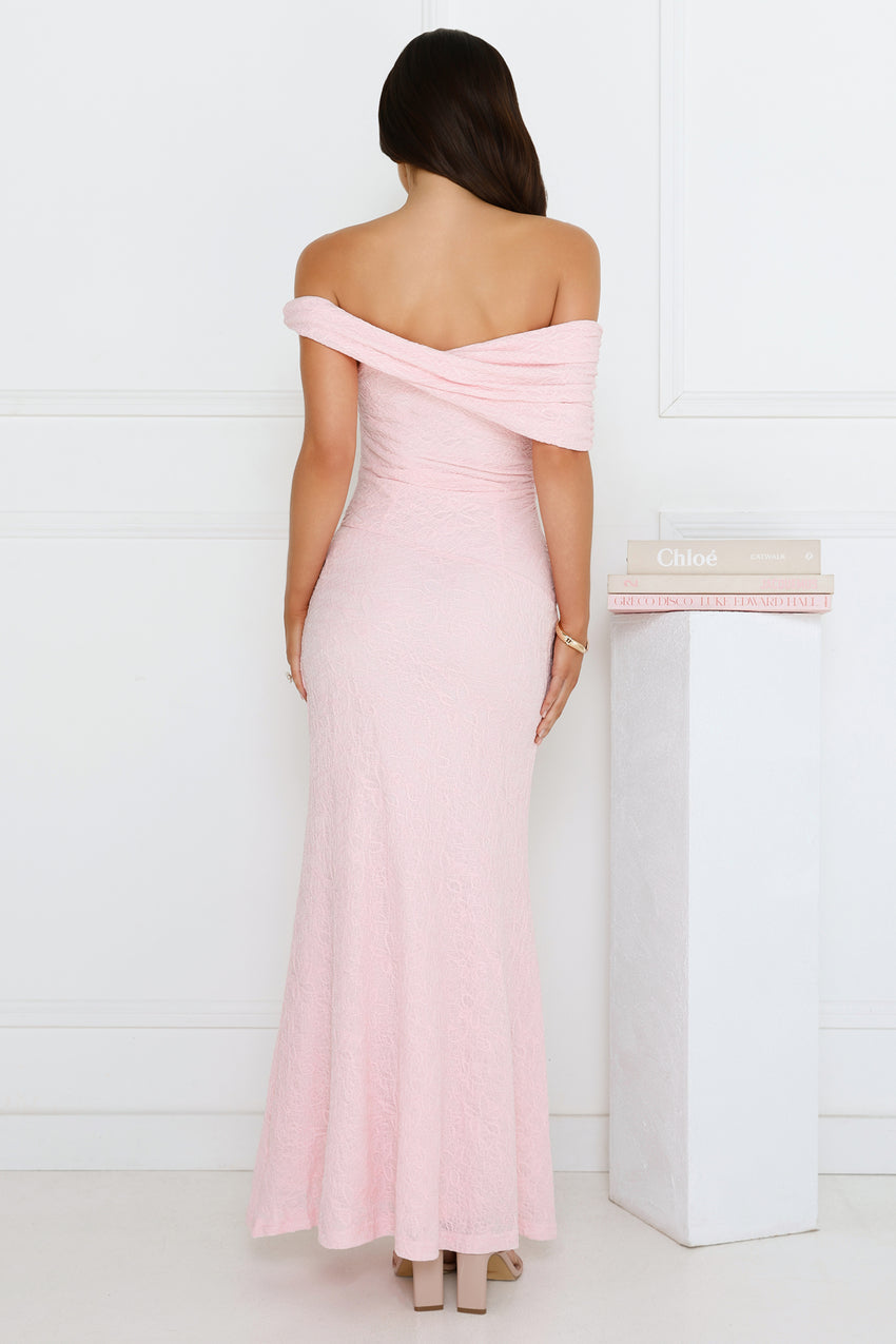 Slay the Night Off Shoulder Maxi Dress Pink