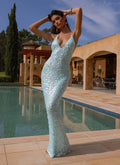Ocean Views Sequin Maxi Dress - Blue