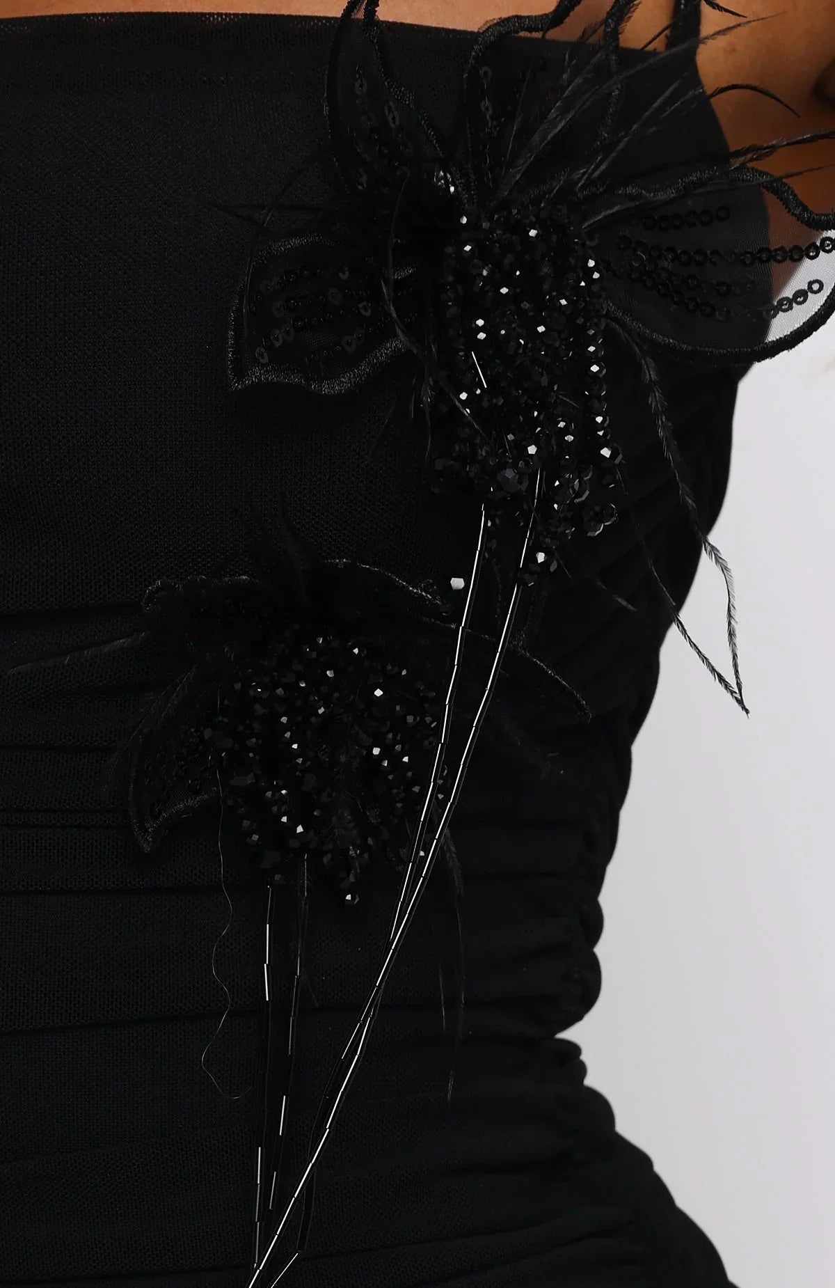 Noir Bloom Mini Dress