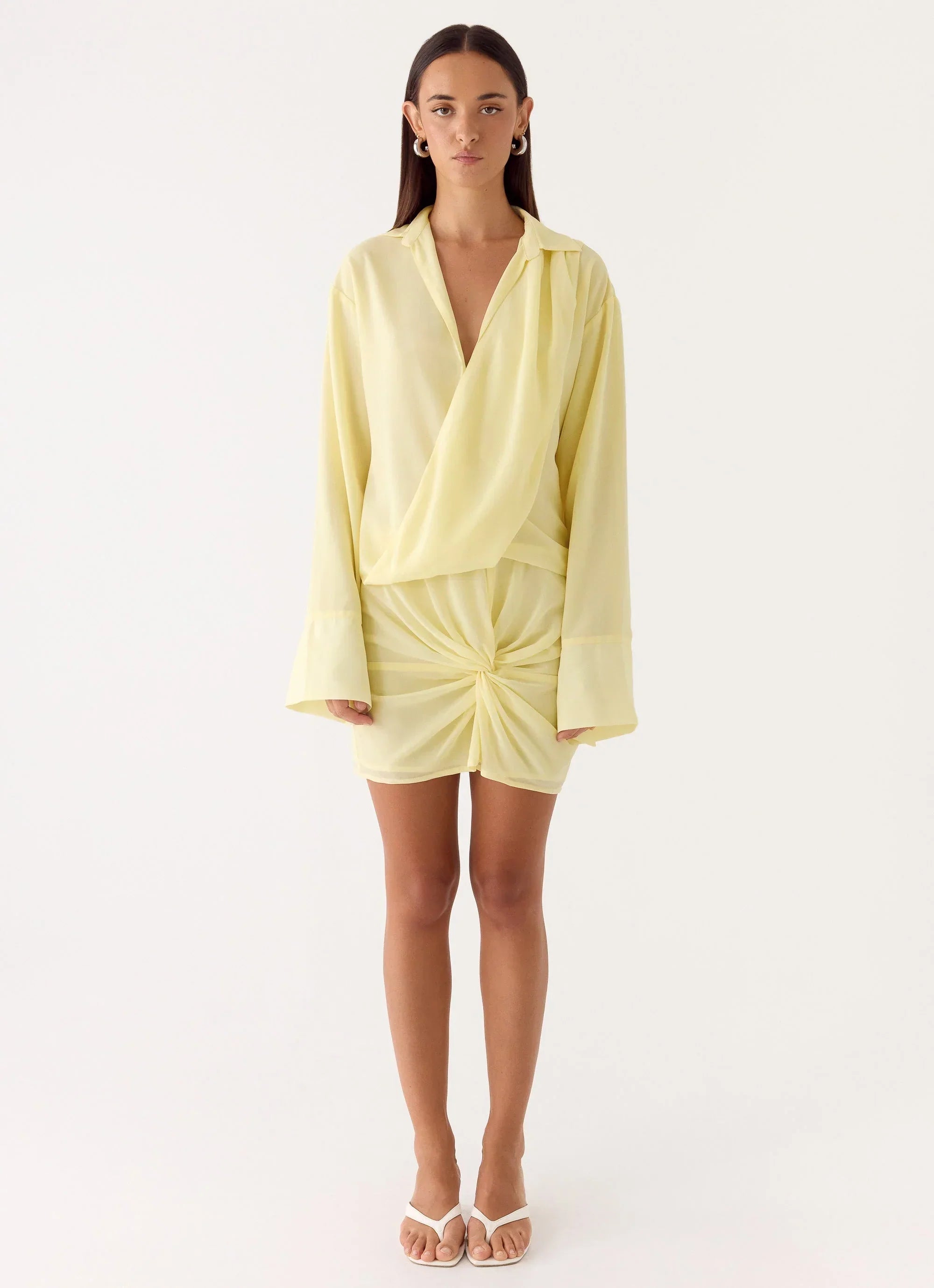 Ferretti Shirt Mini Dress Pale Yellow