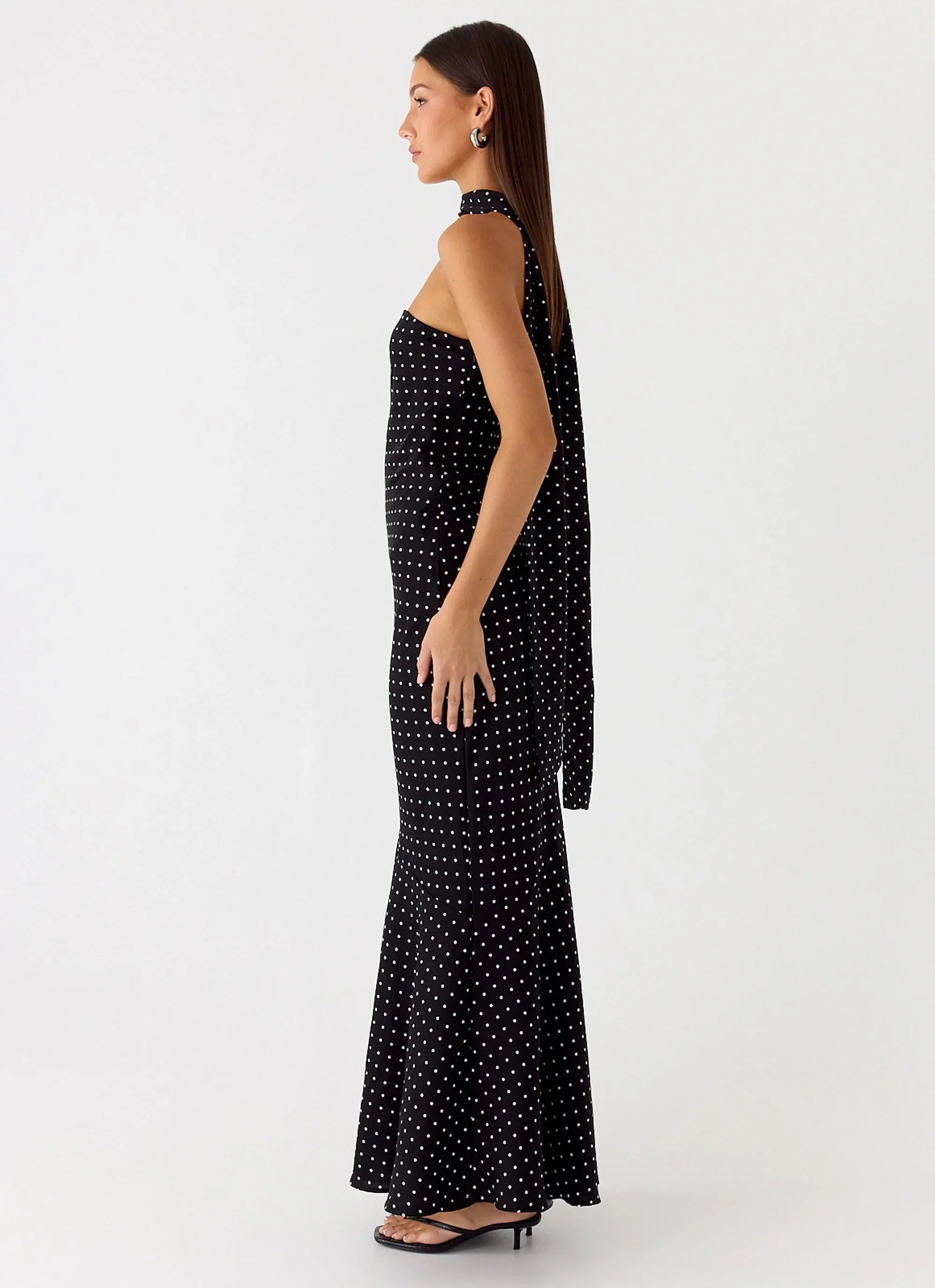 Pagoda Maxi Dress Black Polkadot
