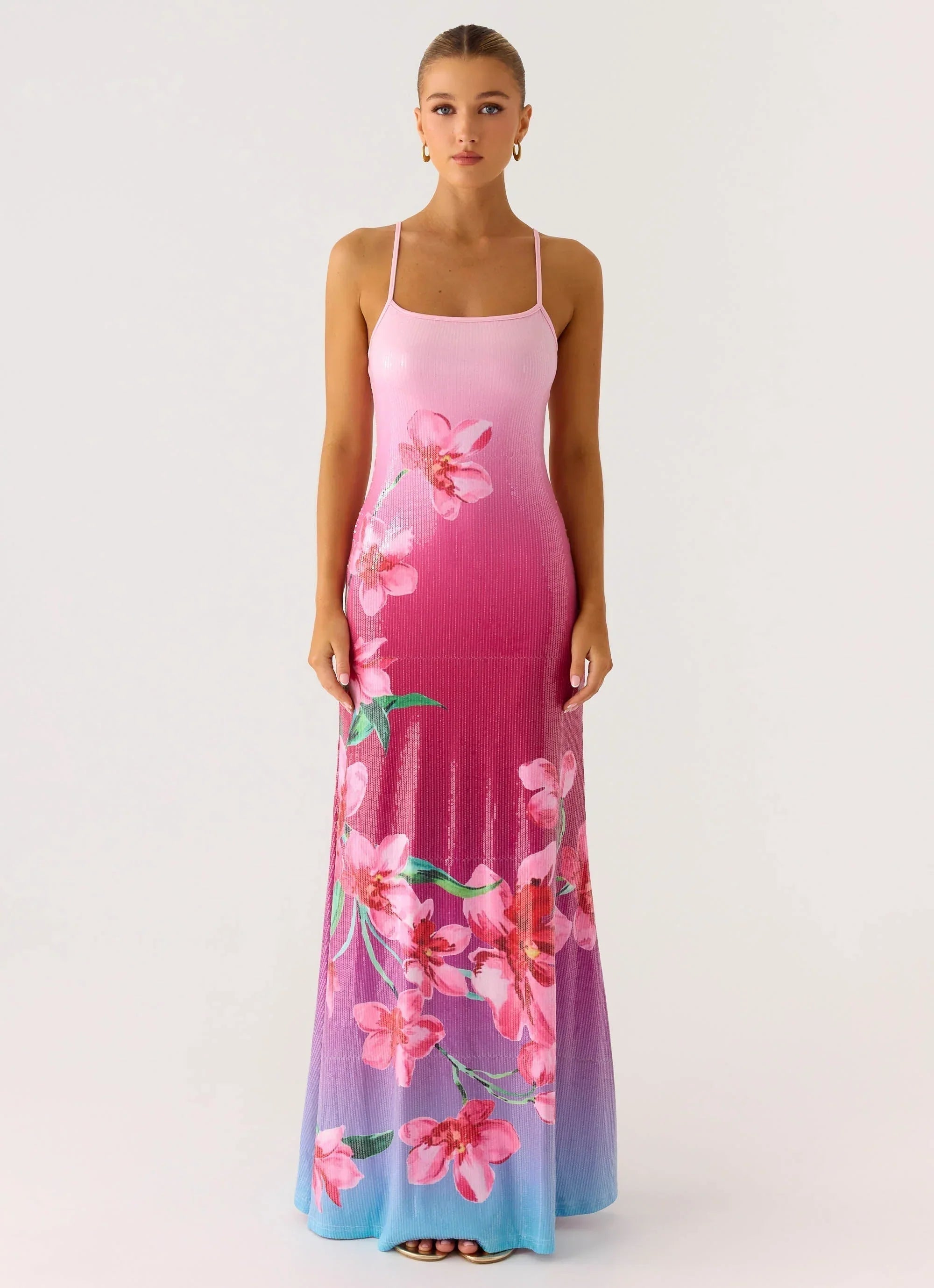 Ariaz Sequin Maxi Dress Pink
