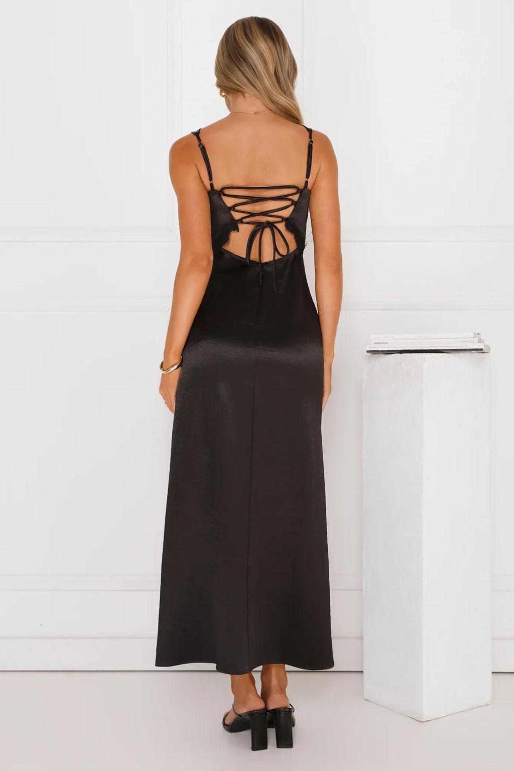 That Girl Theory Satin Maxi Dress Black
