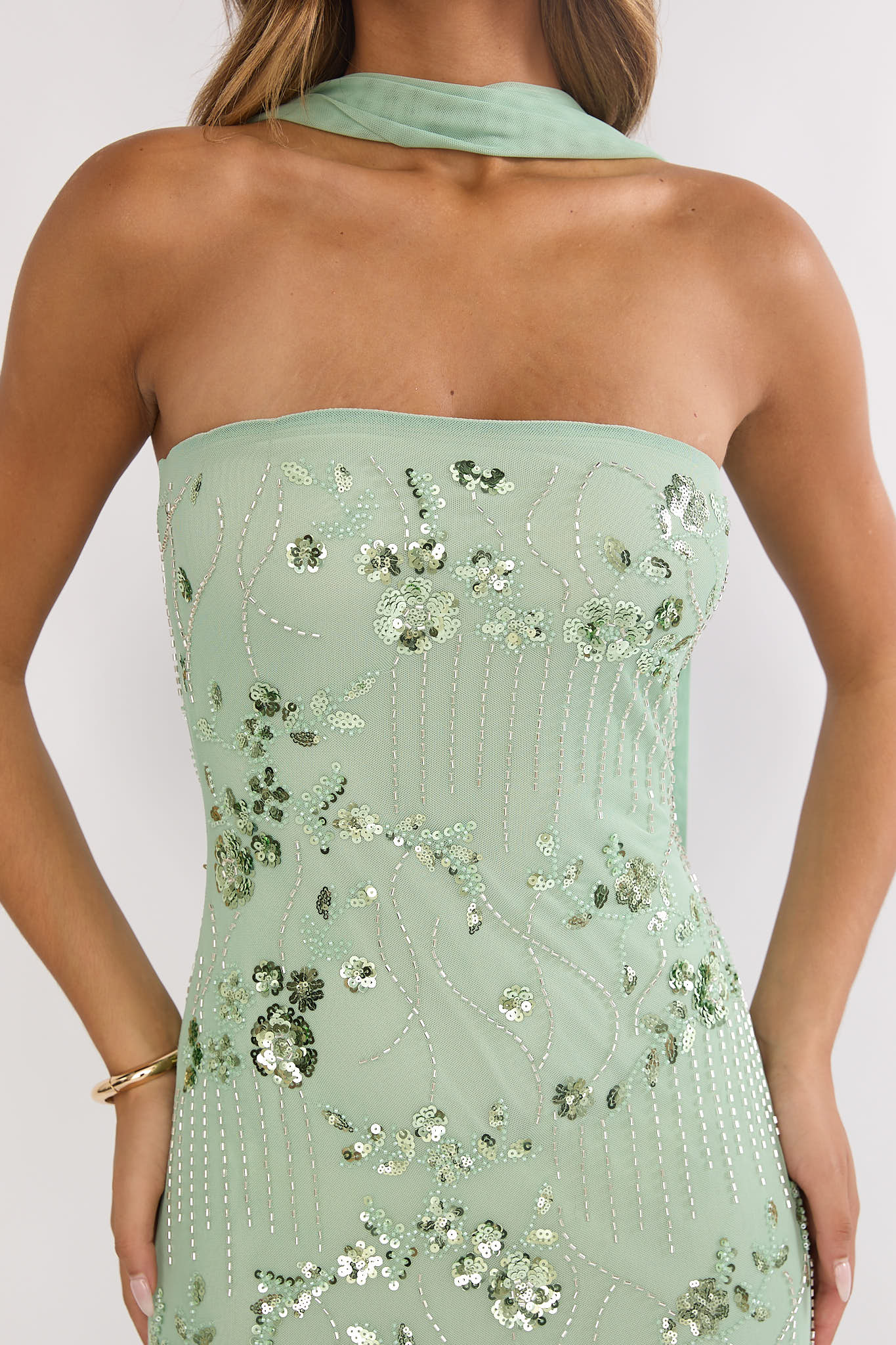 Jeremia Strapless Maxi Dress Mint