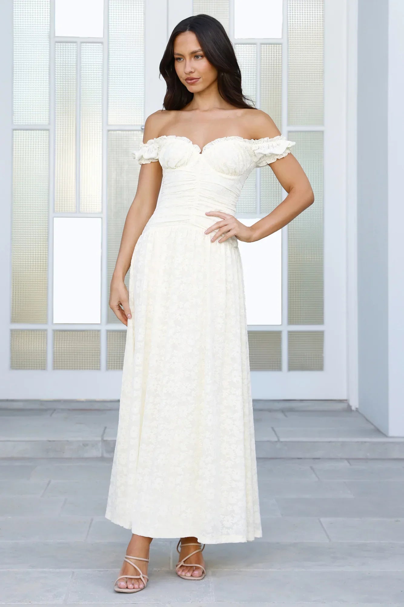 Soft Serve Off Shoulder Maxi Dress Yellow