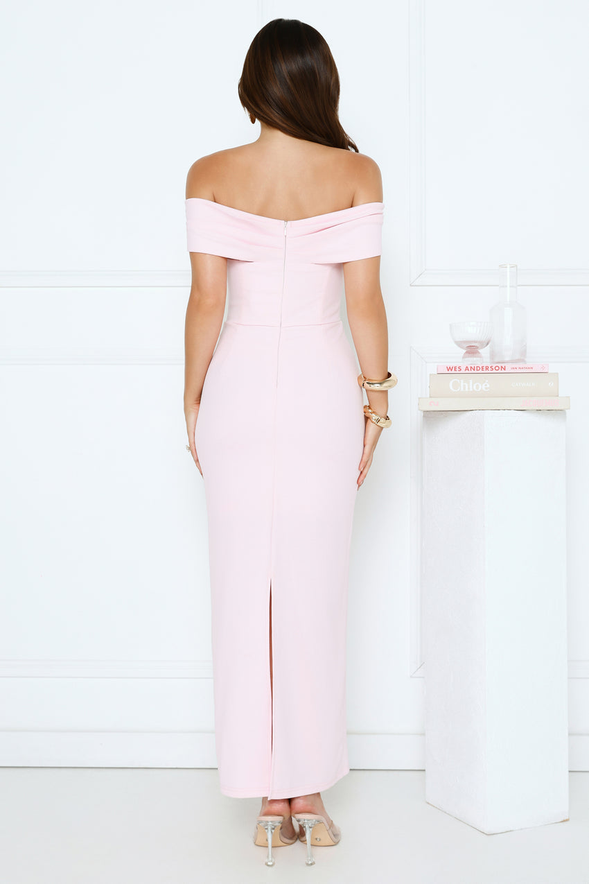 Fleur Reverie Off Shoulder Maxi Dress Pink