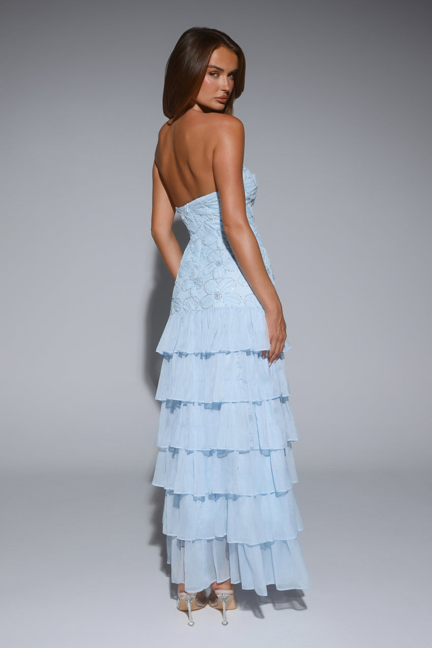 Dream State Strapless Maxi Dress Blue