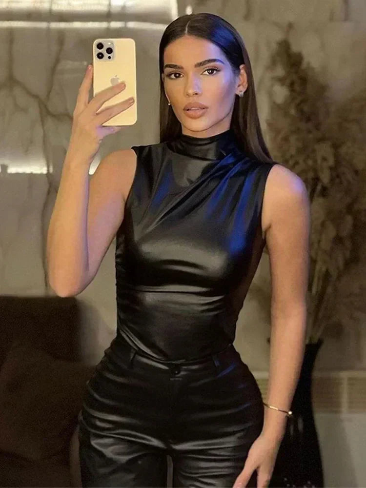 Donna | Women'S Sleeveless Vegan Leather Top
