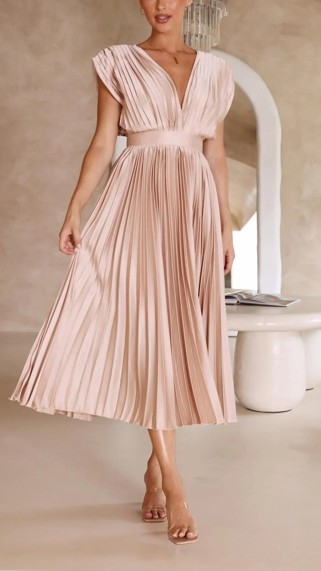 Rosalie Pleated Midi Dress