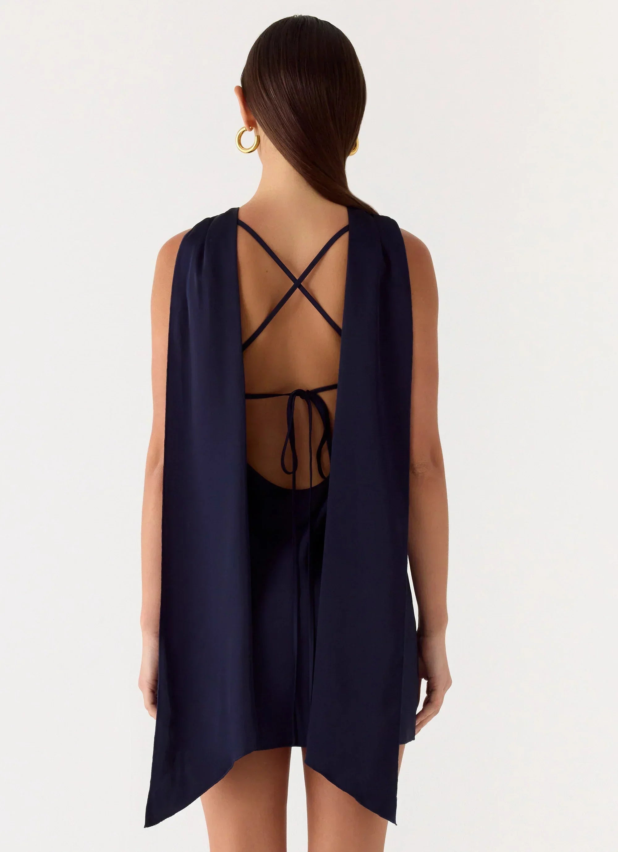 Cerina High Neck Mini Dress - Navy