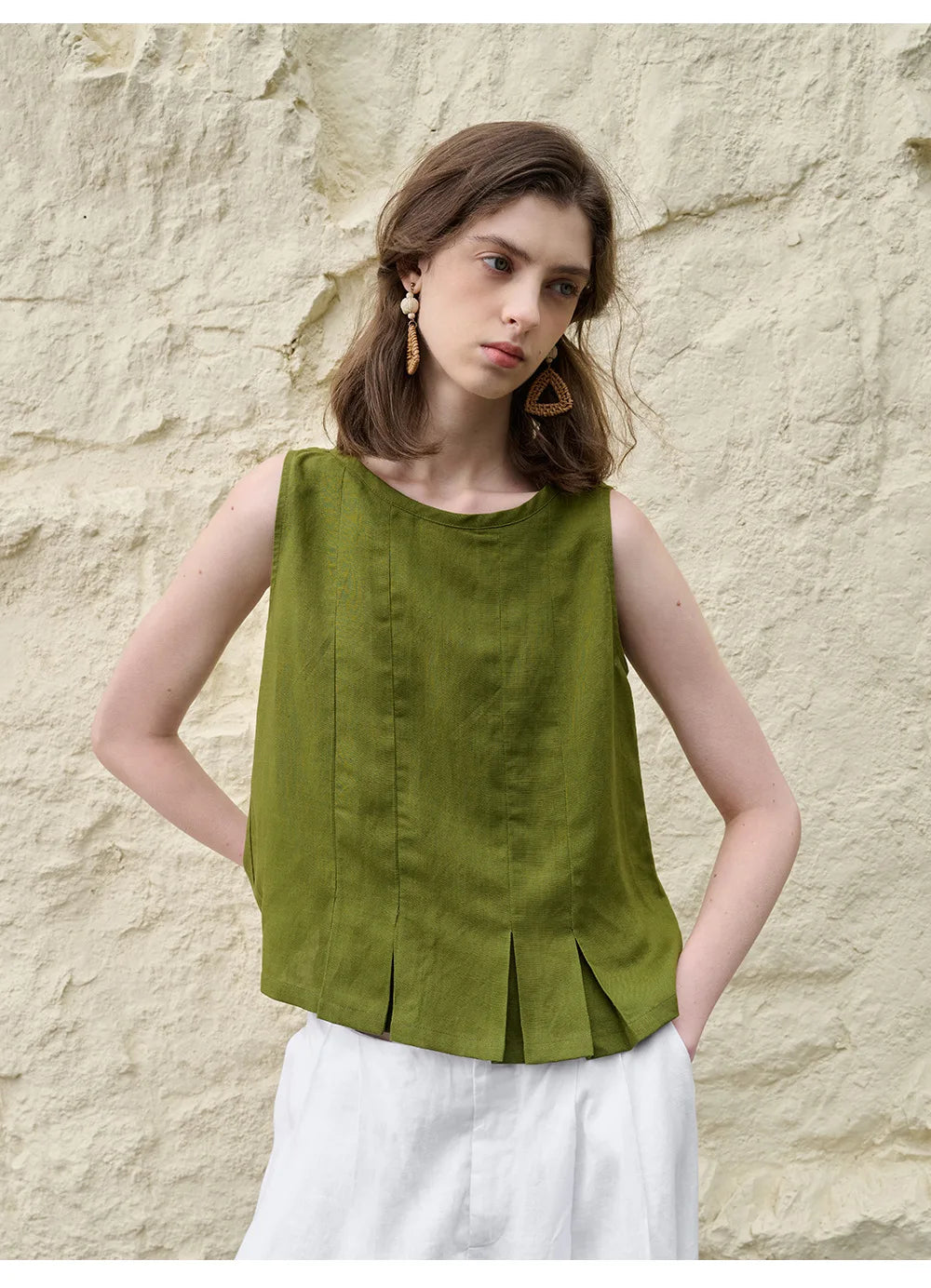 Duttini | Pleated Hem Linen Top
