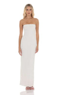 Roman Holiday Strapless Ruffle White Maxi Dress