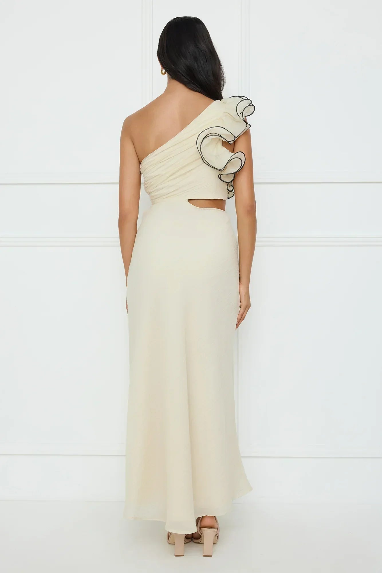 Harbour Dreams One Shoulder Maxi Dress Cream