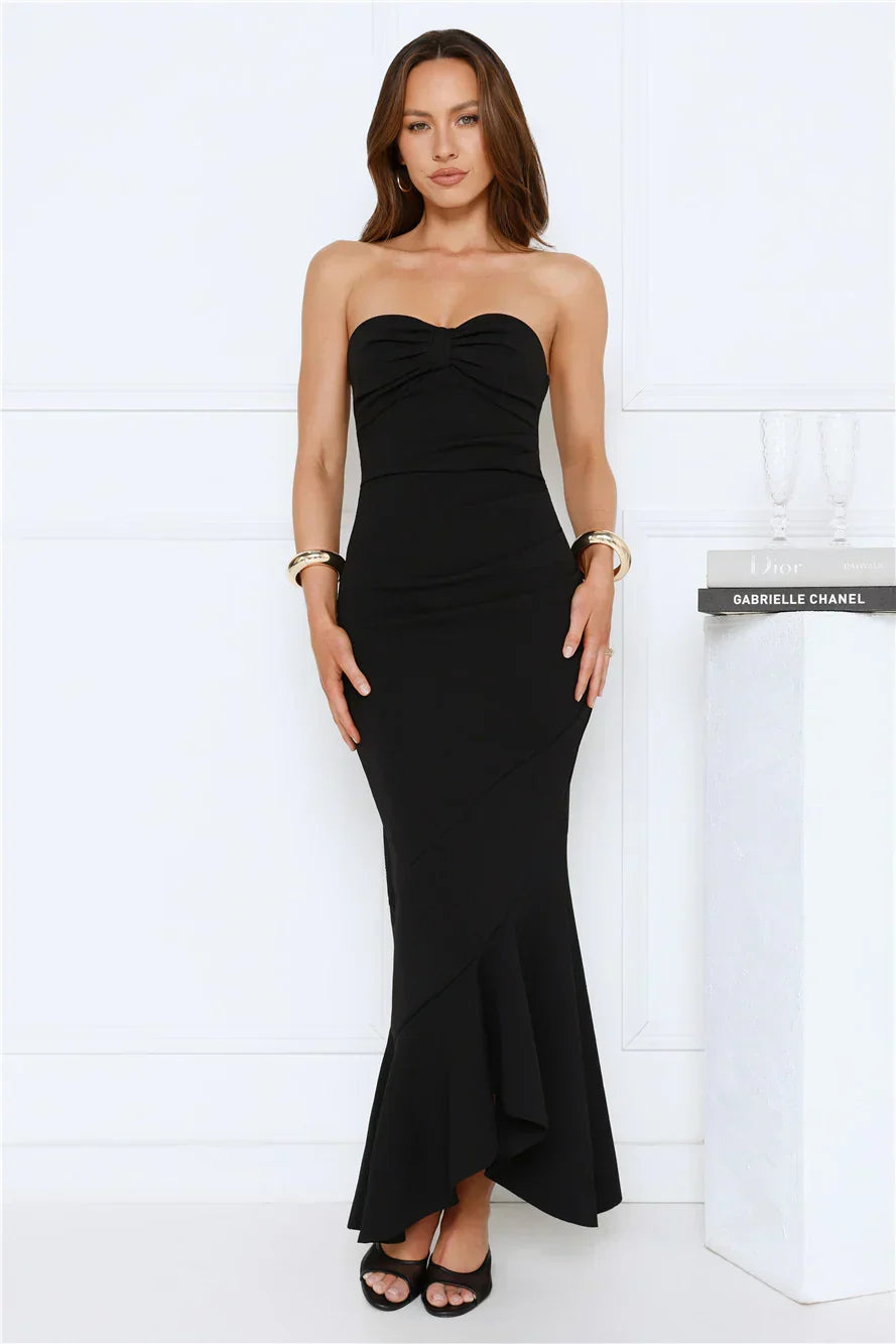 Luxe Reverie Strapless Maxi Dress Black