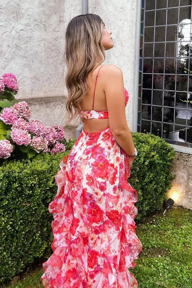 Duttini | Floral Print Ruffled Maxi Dress