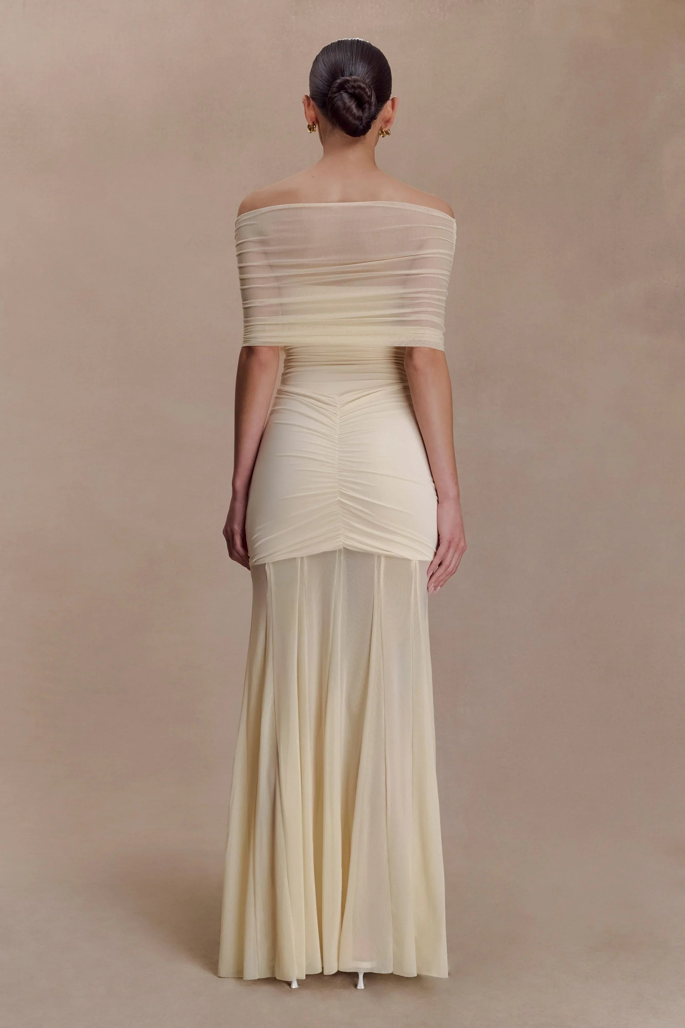 Caspian Off Shoulder Mesh Maxi Dress