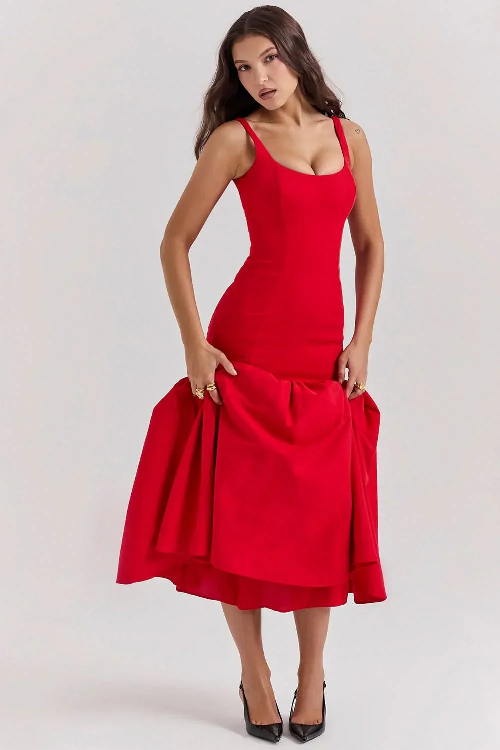 Isabella Ruffle Midi Dress