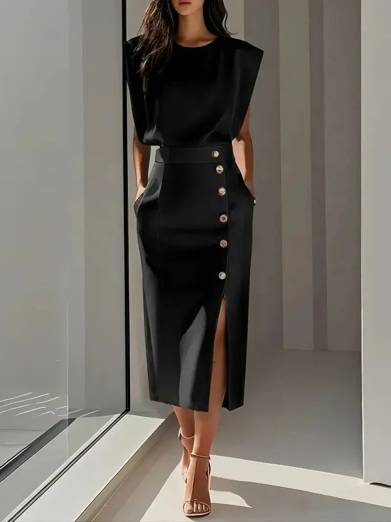 Lisandra Button Midi Dress