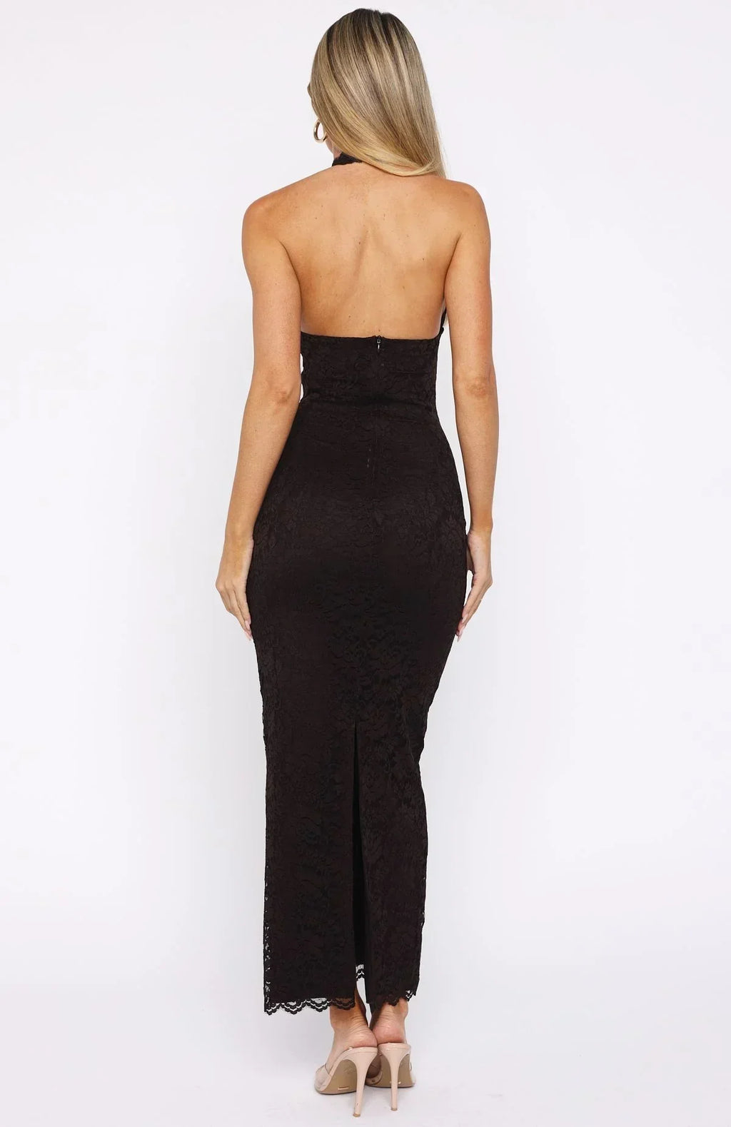 Destiny Lace Maxi Dress Chocolate