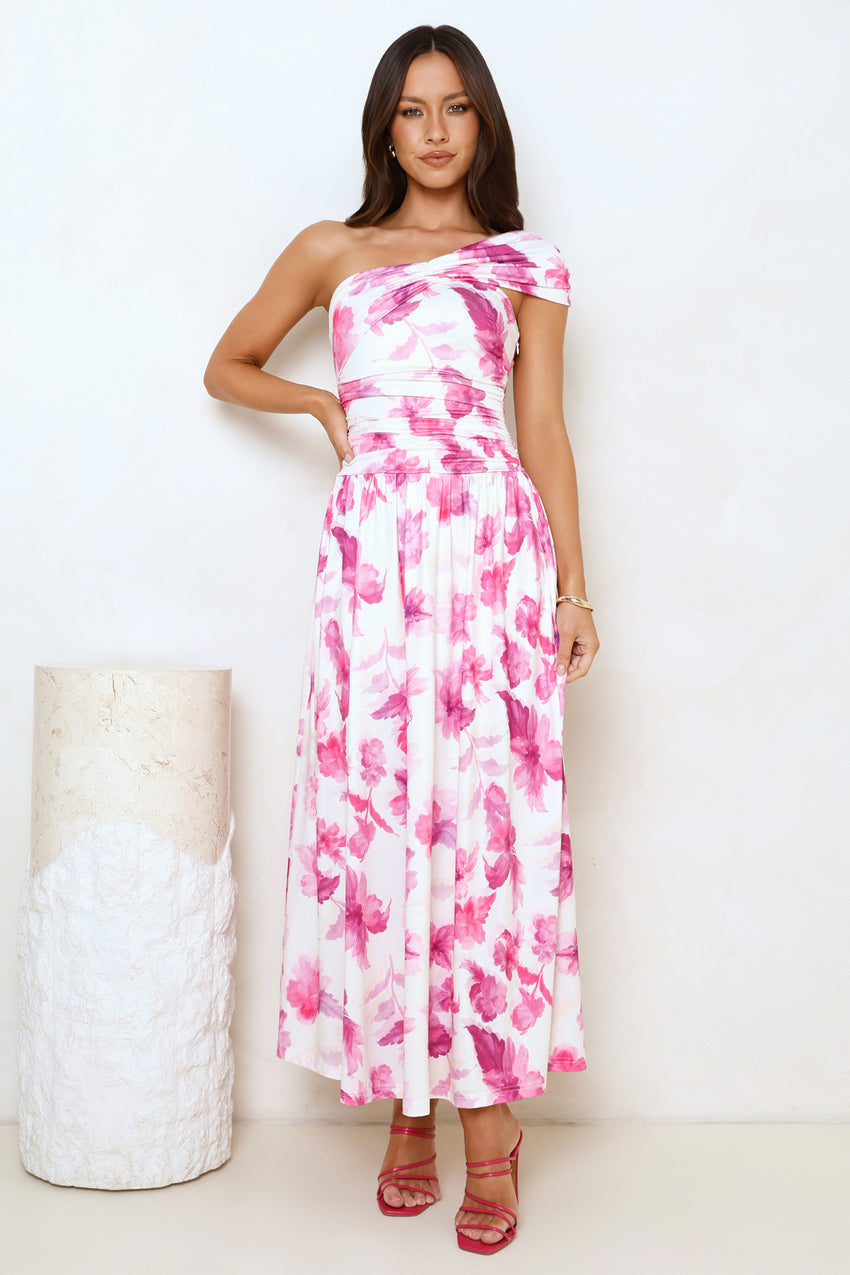 Subtle Luxe One Shoulder Maxi Dress Pink