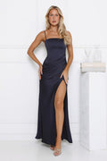 Radiant Rendezvous Satin Maxi Dress Navy
