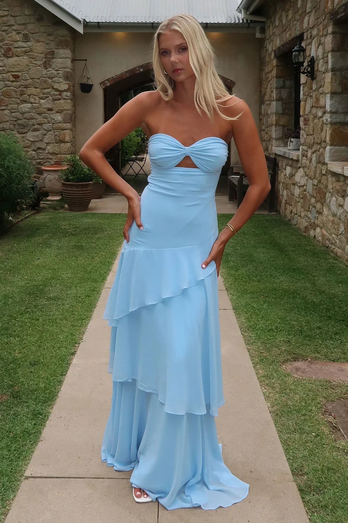 Gretta Strapless Maxi Dress - Blue