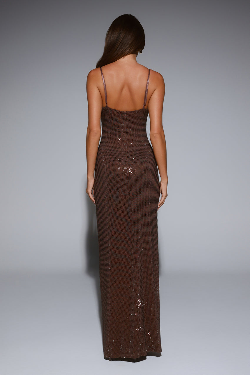 LUXE Diamond Diaries Maxi Dress Chocolate