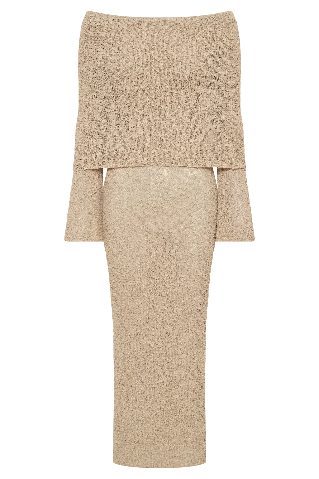 Off Shoulder Boucle Maxi Dress