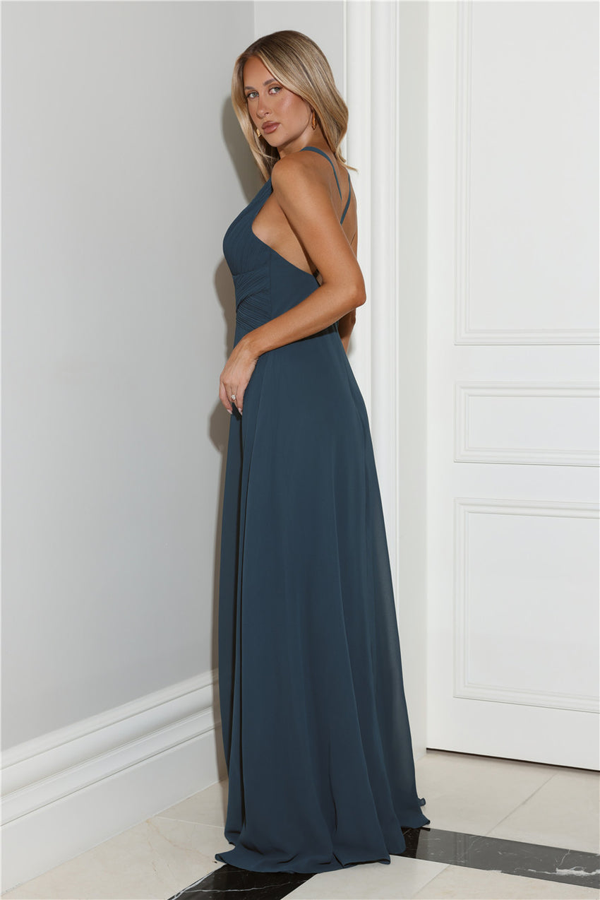 Crush Energy Halter Maxi Dress Deep Teal