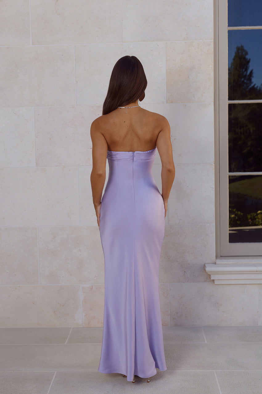 Silken Aurora Strapless Maxi Dress Lilac