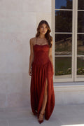 Starlet Status Satin Maxi Dress Wine