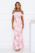Lush Bloom Embroidered Off Shoulder Maxi Dress Pink