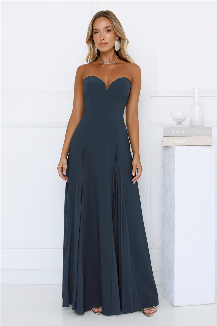 Mademoiselle Strapless Maxi Dress Teal
