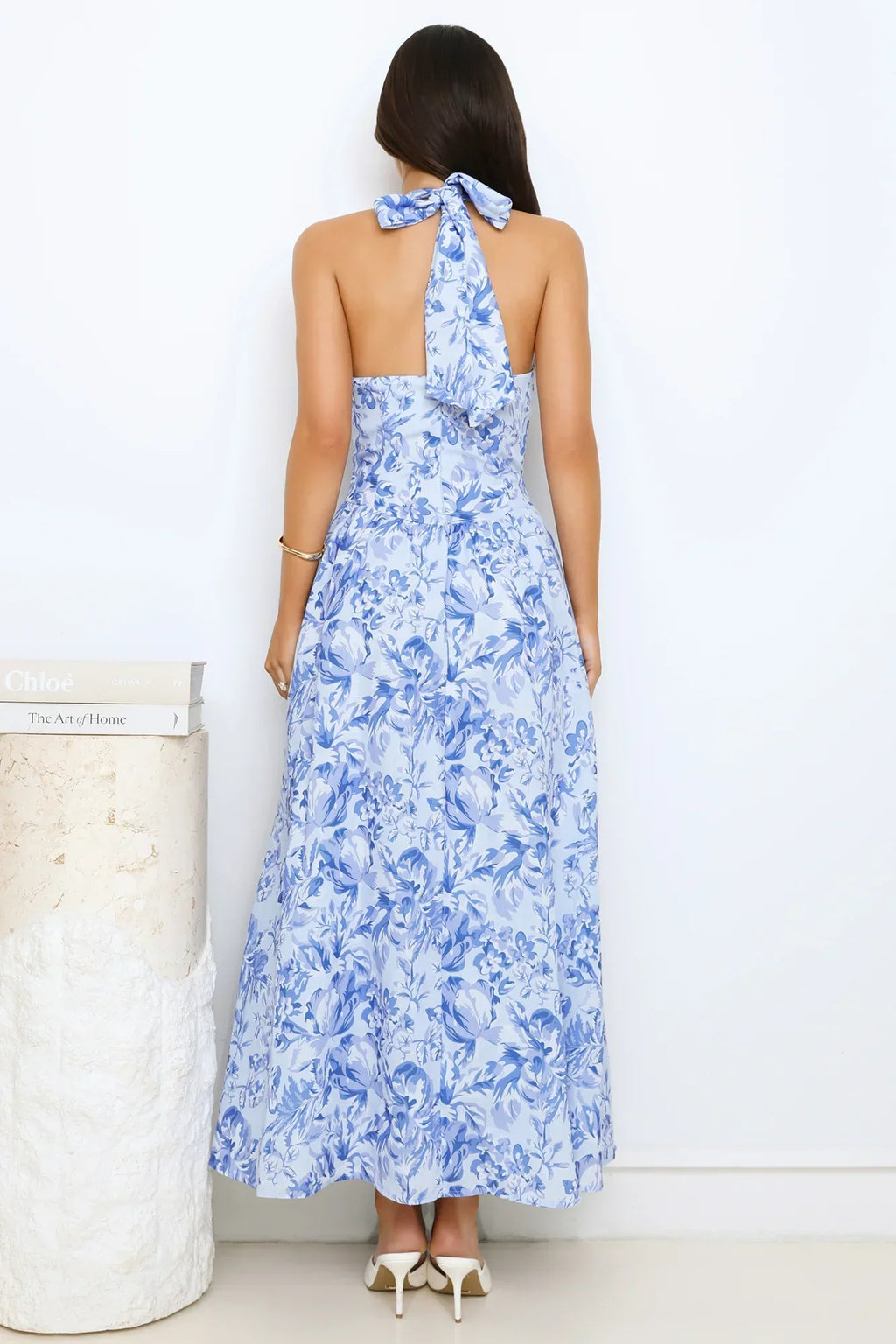 Soft Twilight Halter Maxi Dress Blue