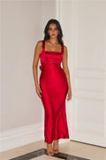 Electric Energy Satin Maxi Dress Red