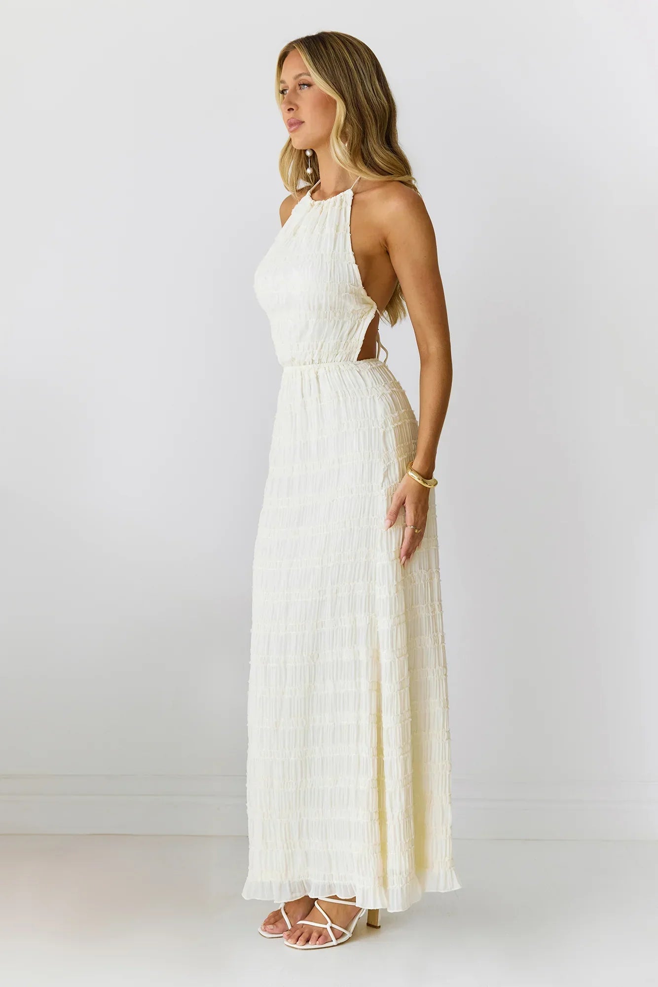 Sultry Samba Halter Maxi Dress Cream