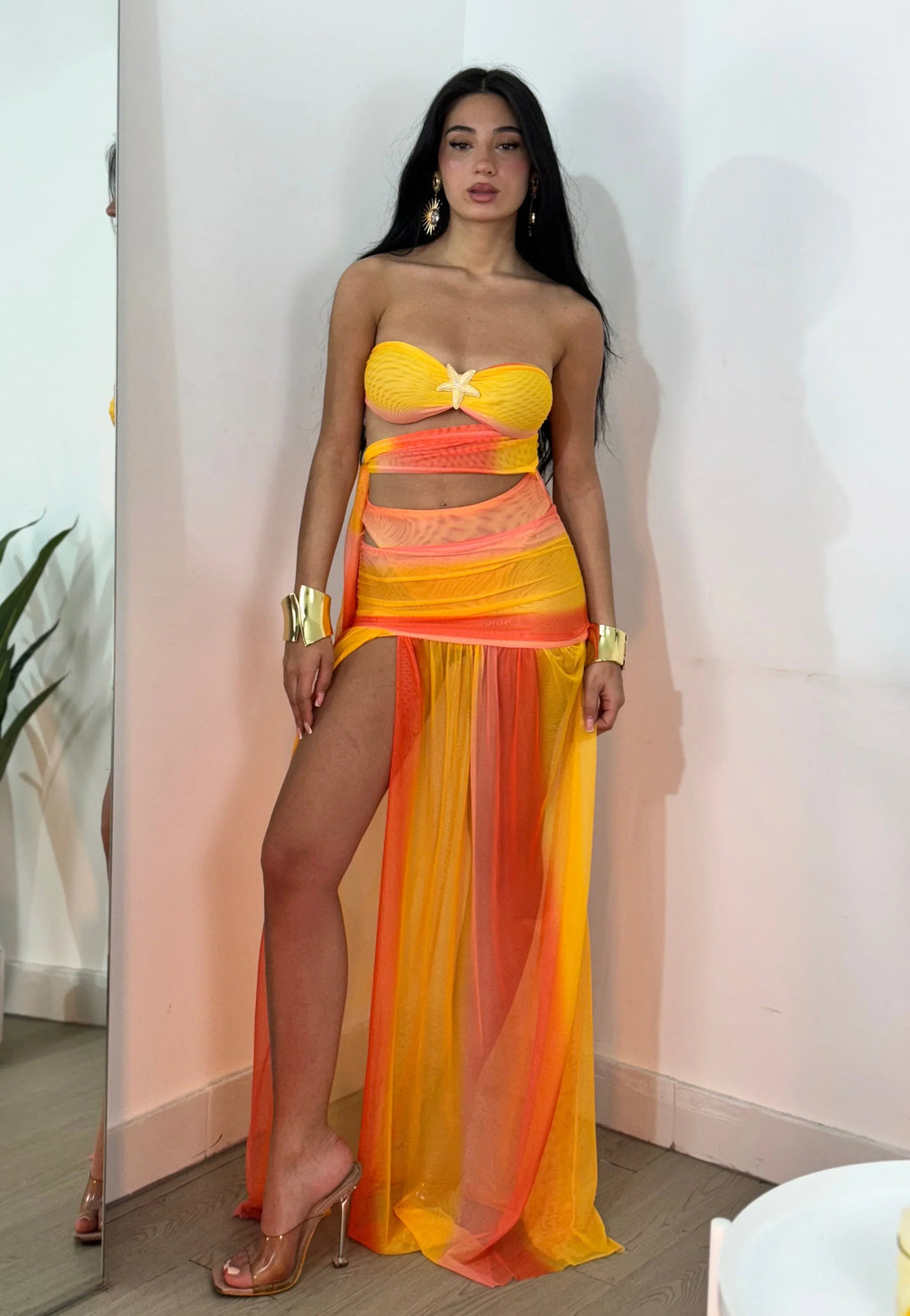 Talia Mesh Set Maxi Dress