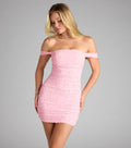 Goddess It-Girl Off-The-Shoulder Mini Dress
