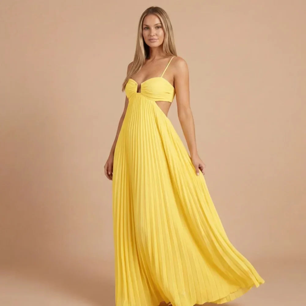 Riley Pleated Halter Maxi Dress