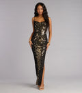 Brookelle Sequin Slit Formal Dress