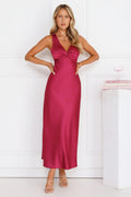 Doing The Most Satin Maxi Dress Burgundy