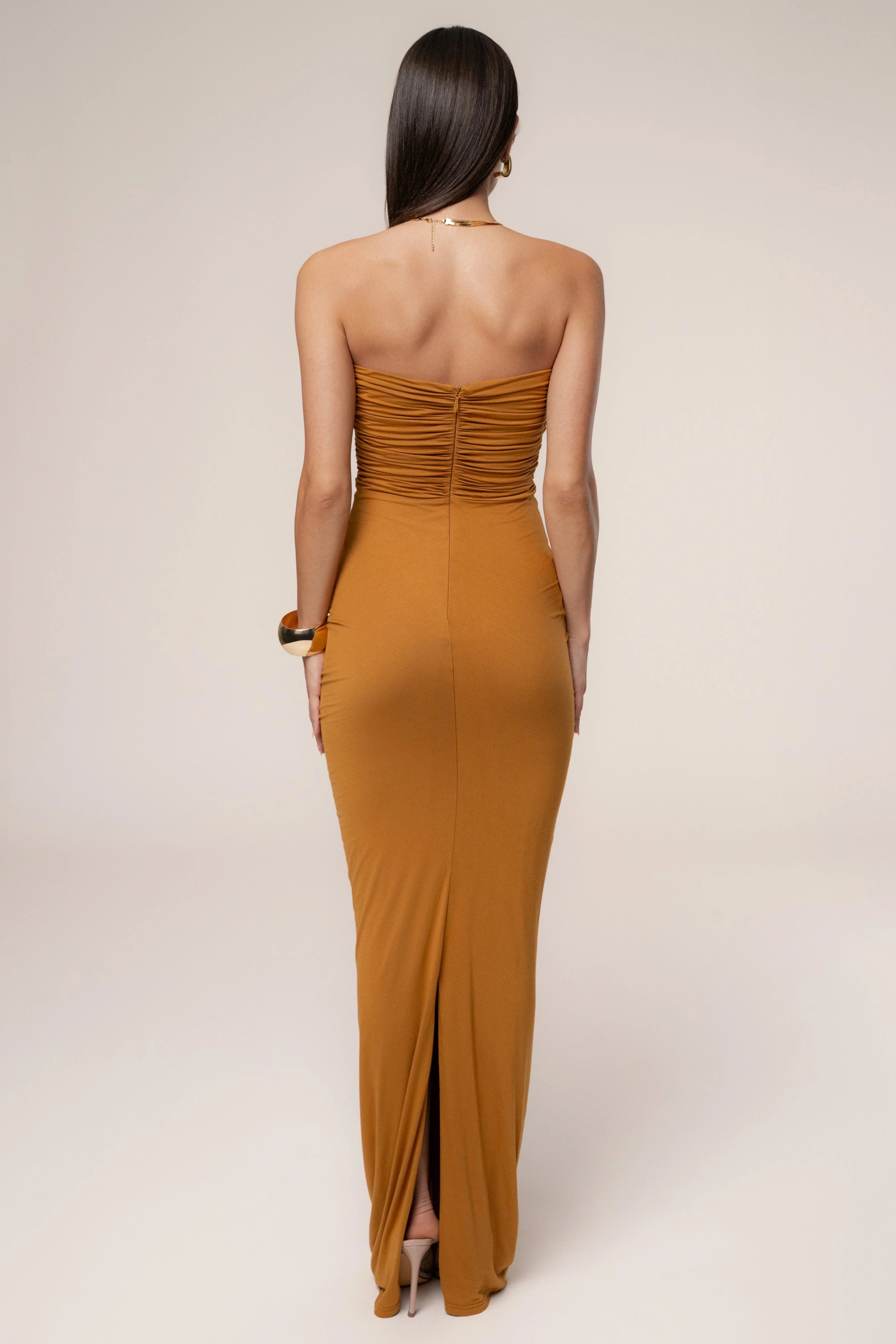 Brown Atlantis Drape Maxi Dress