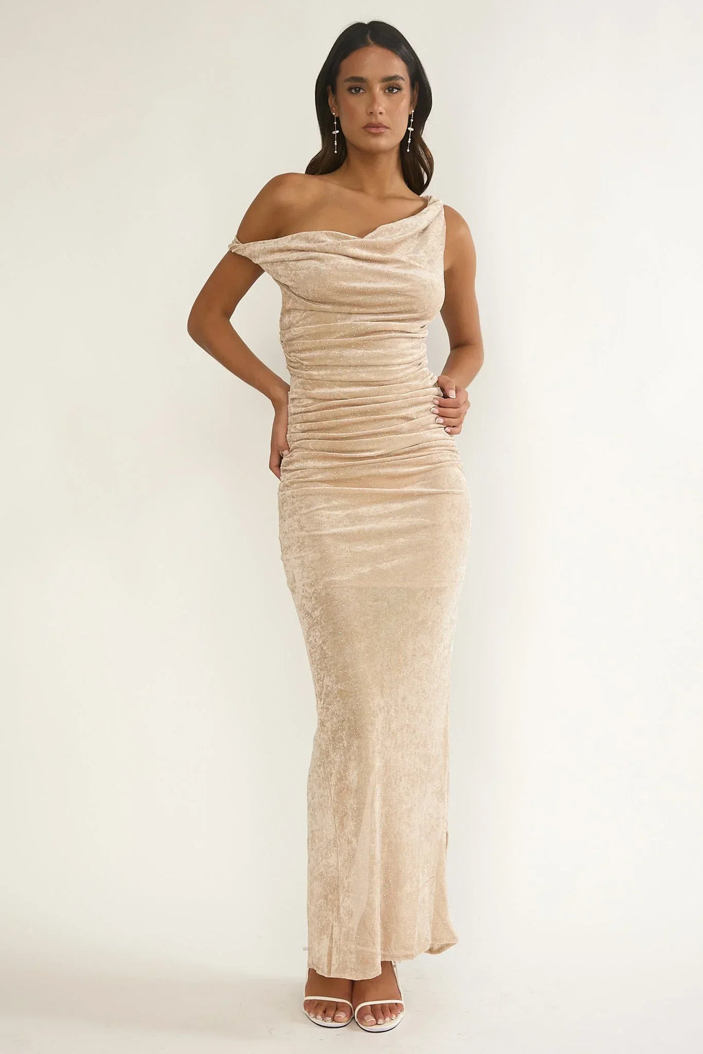 Callen Ruched Maxi Dress Champagne