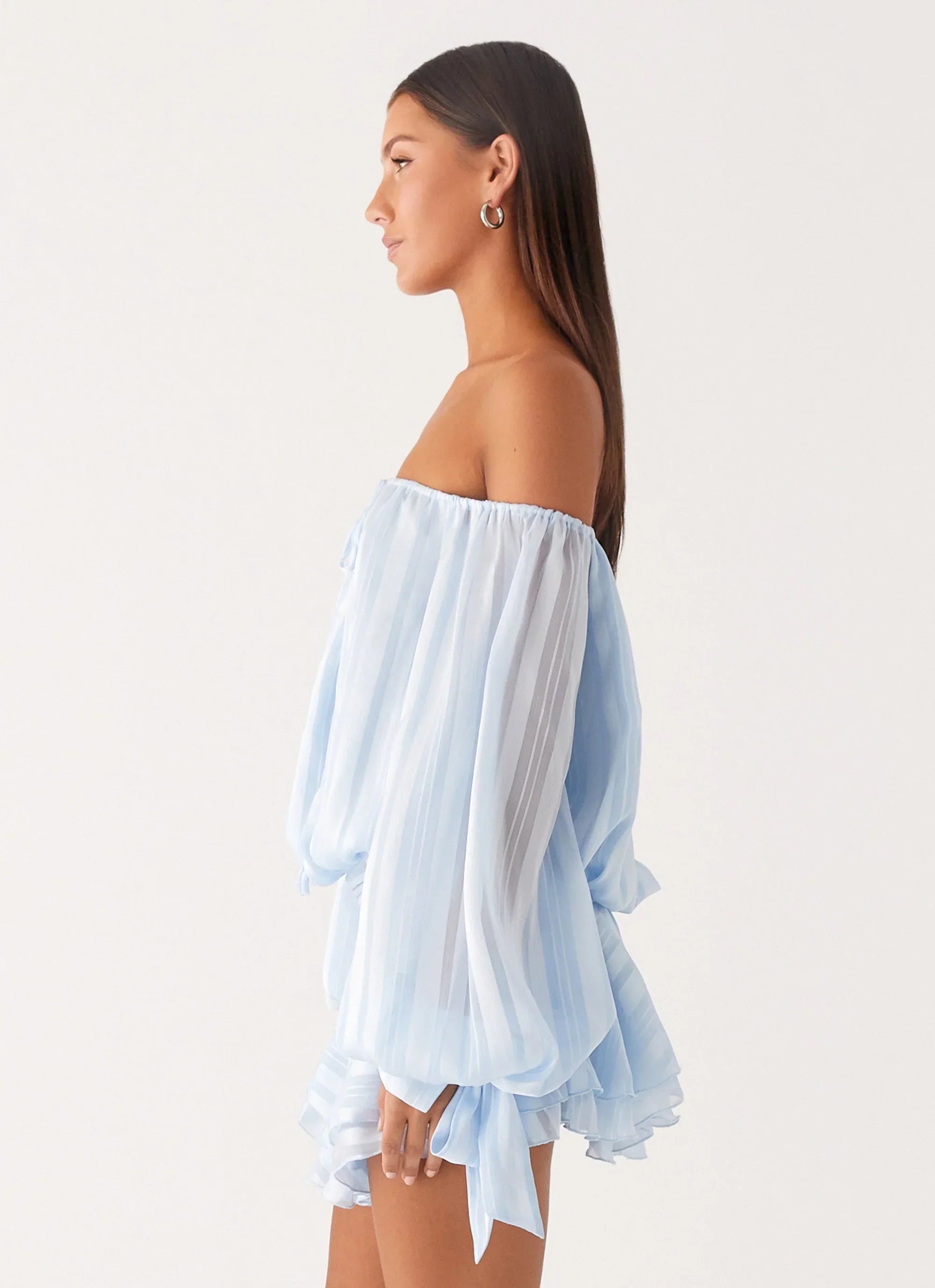 Eira Balloon Sleeve Mini Dress Blue